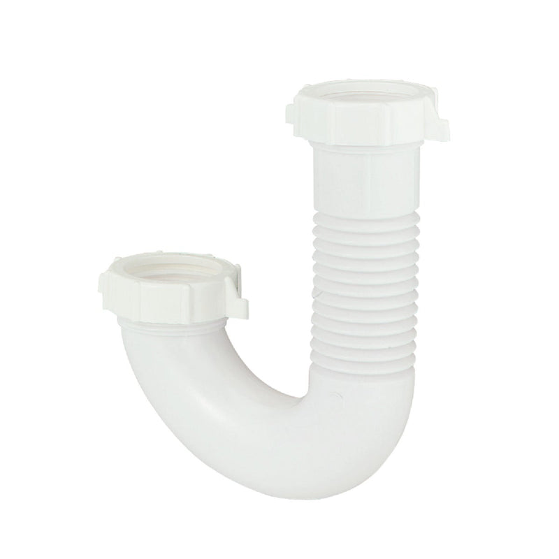 Do it Best 1-1/2 In. or 1-1/4 In. x 1-1/2 In. Flexible White Plastic J-Bend, Extendable to 9-1/2 In.