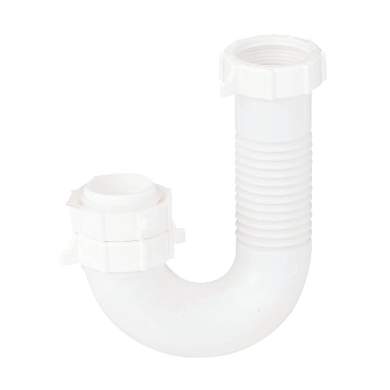 Do it Best 1-1/2 In. or 1-1/4 In. x 1-1/2 In. Flexible White Plastic J-Bend, Extendable to 9-1/2 In.