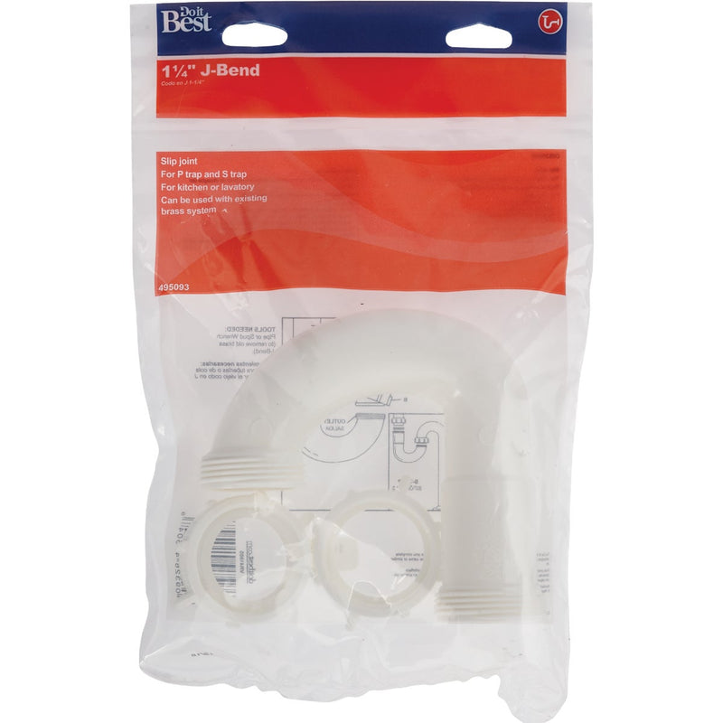 Do it Best 1-1/4" White Plastic J-Bend, Bagged