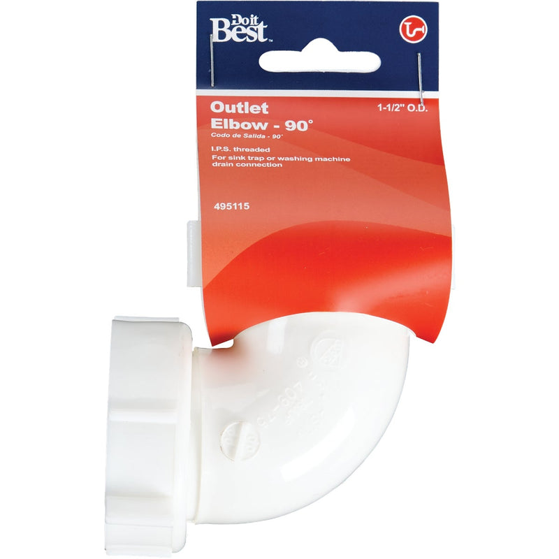 Do it Best 1-1/2 In. White Polypropylene 90 Degree Outlet Elbow