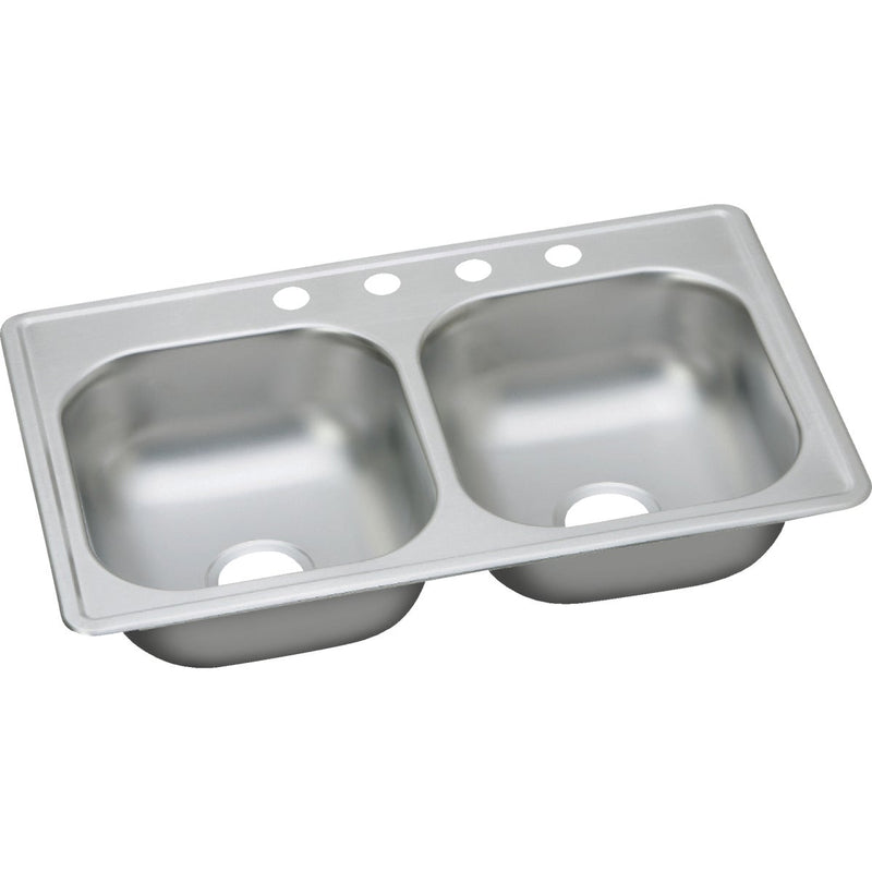 Elkay Dayton 33 In. x 19 In. x 6-7/16 In. Equal Double Bowl Drop-In Kitchen Sink, Stainless Steel