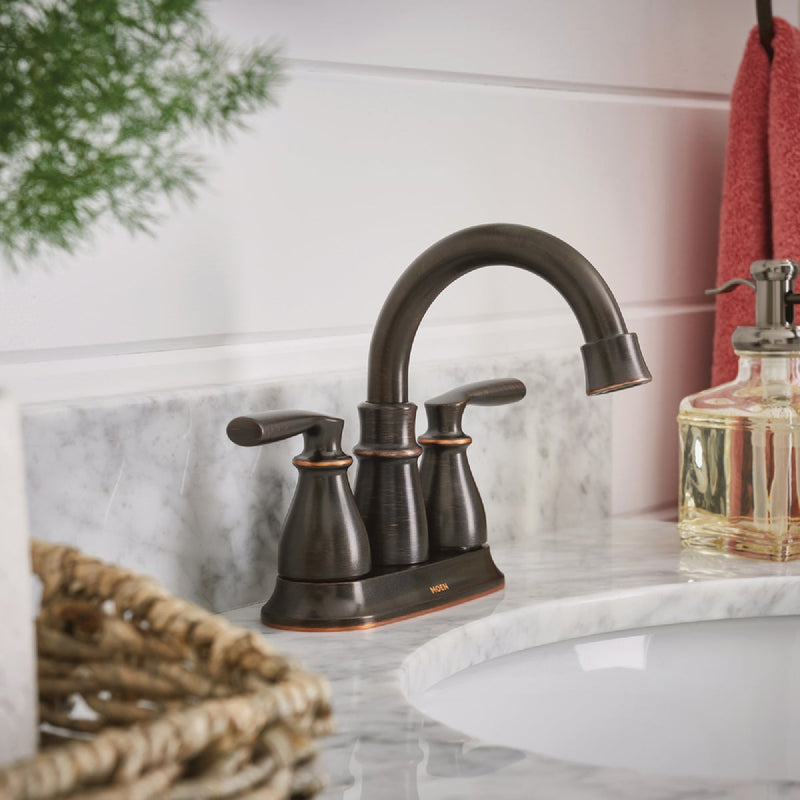 Moen Hilliard 2-Handle Lever Centerset High Arc Bathroom Faucet, Mediterranean Bronze