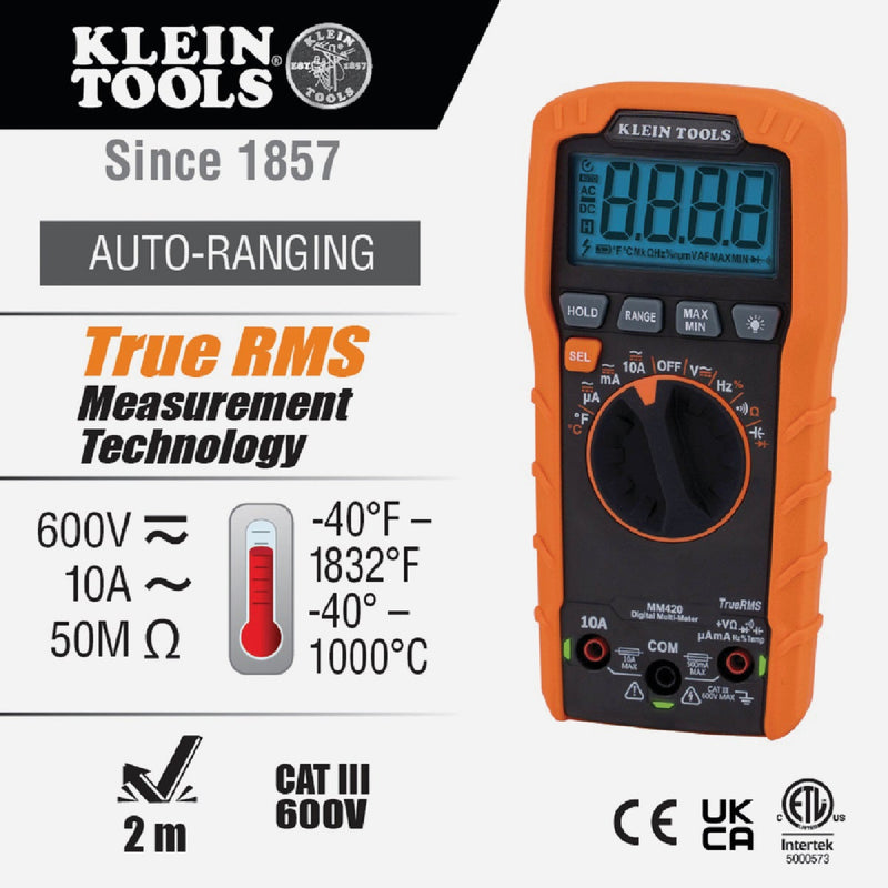 Klein 600V Auto Ranging Digital Multimeter