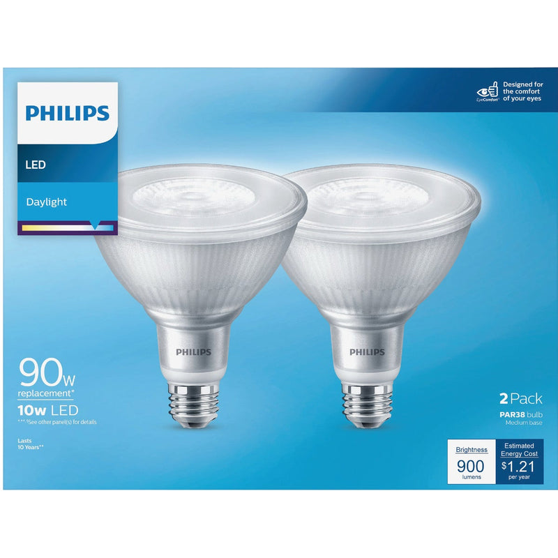 Philips 90W Equivalent Daylight PAR38 Medium LED Floodlight Light Bulb (2-Pack)