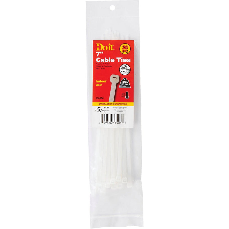 Do it 7 In. x 0.189 In. Natural Color Molded Nylon Cable Tie (20-Pack)