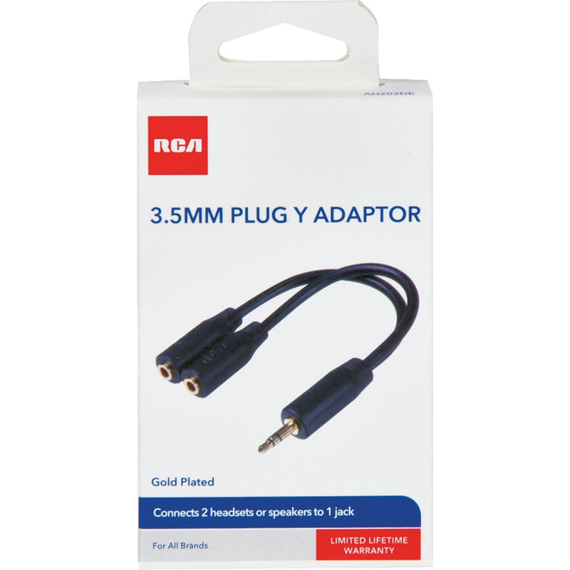 RCA 3 In. Single 3.5 mm Male Double 3.5 mm Female Y-Adapter