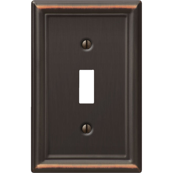 Amerelle Chelsea 1-Gang Stamped Steel Toggle Switch Wall Plate, Aged Bronze