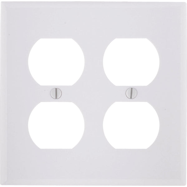 Leviton 2-Gang Smooth Plastic Outlet Wall Plate, White