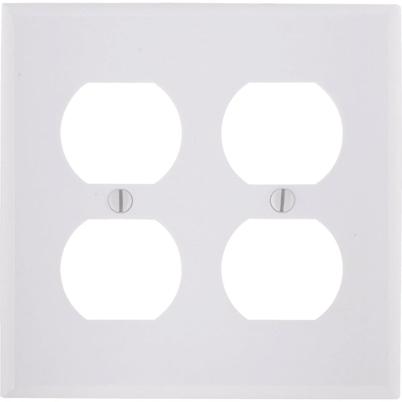 Leviton 2-Gang Smooth Plastic Outlet Wall Plate, White