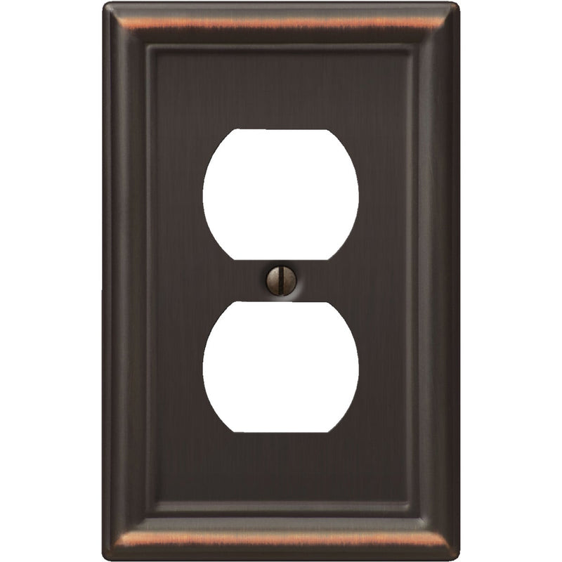 Amerelle Chelsea 1-Gang Stamped Steel Outlet Wall Plate, Aged Bronze