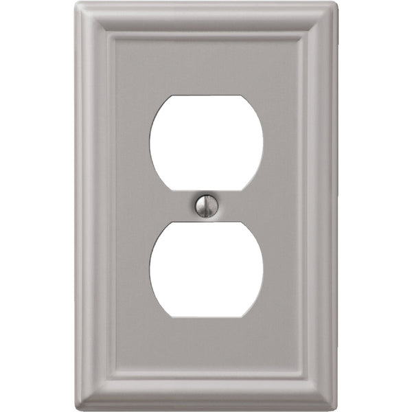 Amerelle Chelsea 1-Gang Stamped Steel Outlet Wall Plate, Brushed Nickel