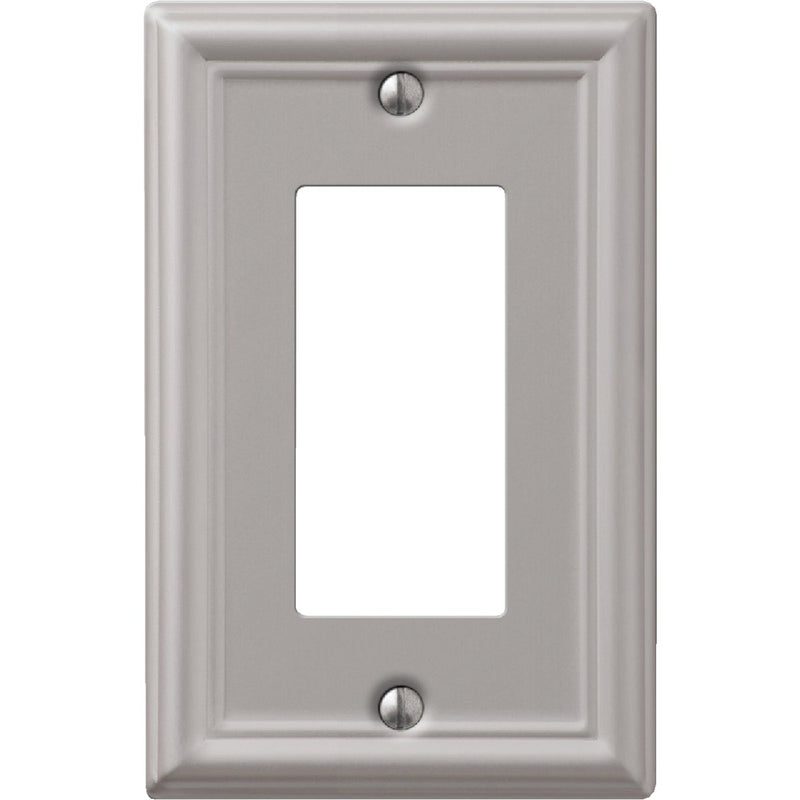 Amerelle Chelsea 1-Gang Stamped Steel Rocker Decorator Wall Plate, Brushed Nickel