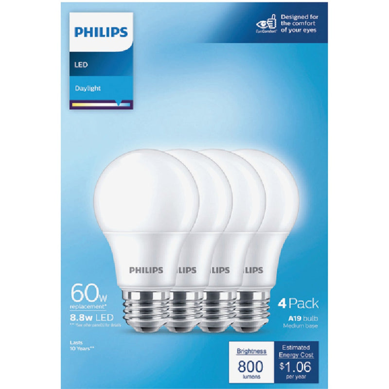 Philips 60W Equivalent Daylight A19 Medium LED Light Bulb (4-Pack)