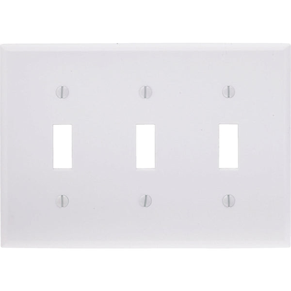 Leviton 3-Gang Plastic Toggle Switch Wall Plate, White