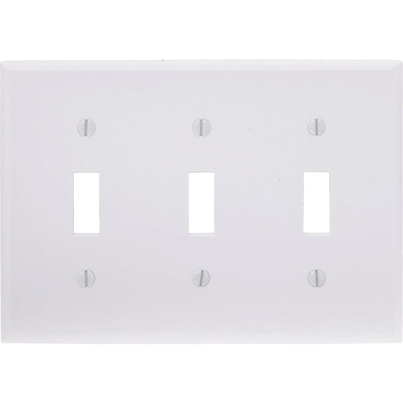 Leviton 3-Gang Plastic Toggle Switch Wall Plate, White