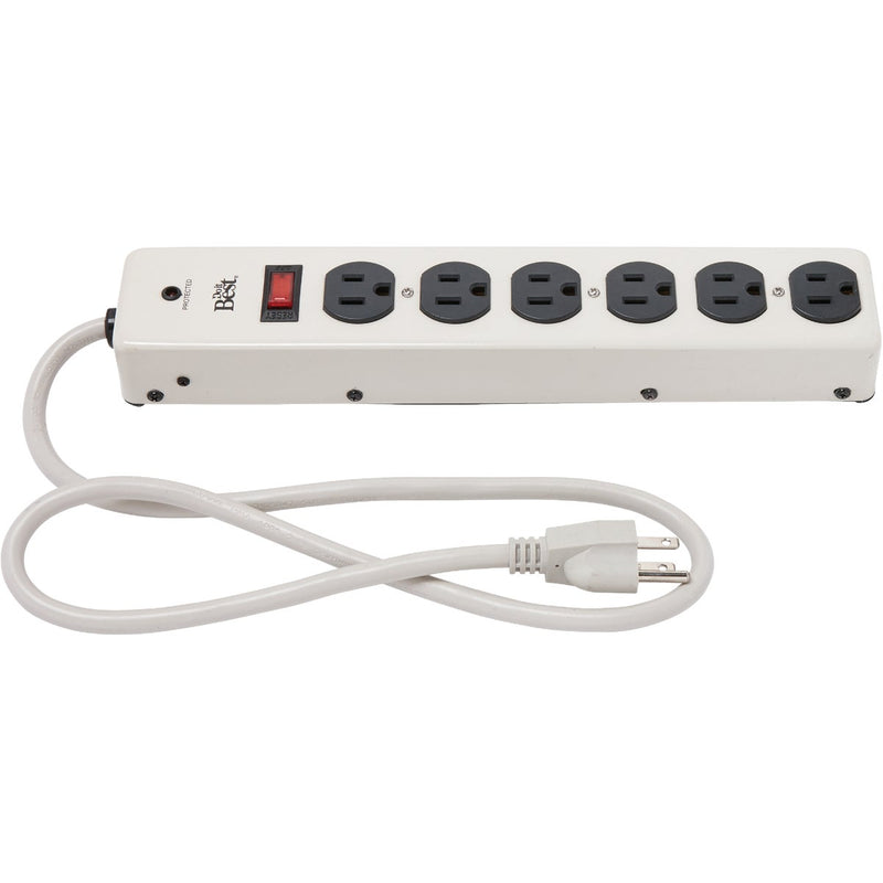 Do it Best 6-Outlet 750J Gray Metal Surge Protector Strip with 3 Ft. Cord