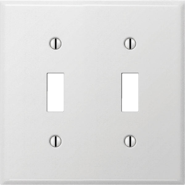 Amerelle PRO 2-Gang Stamped Steel Toggle Switch Wall Plate, Smooth White