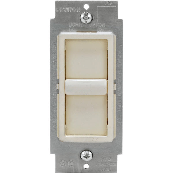 Leviton Decora Incandescent/Halogen/LED/CFL Light Almond Slide Dimmer Switch