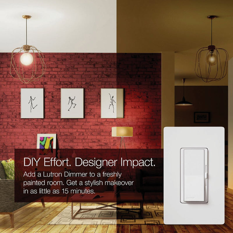 Lutron Diva Incandescent/Halogen/LED/CFL Ivory Slide Dimmer Switch