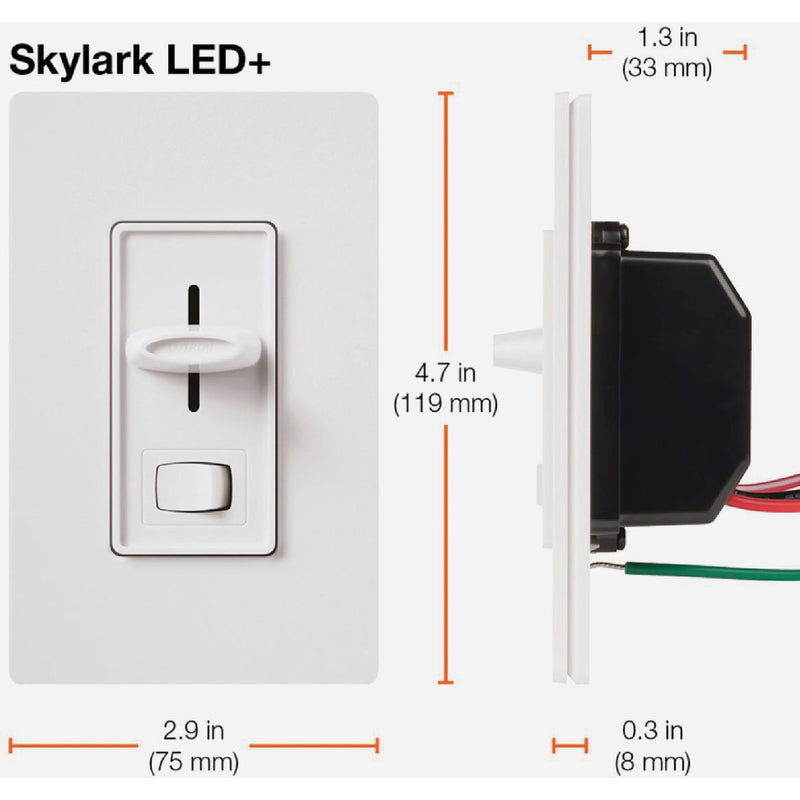 Lutron Skylark Incandescent/Halogen/LED/CFL White Slide Dimmer Switch