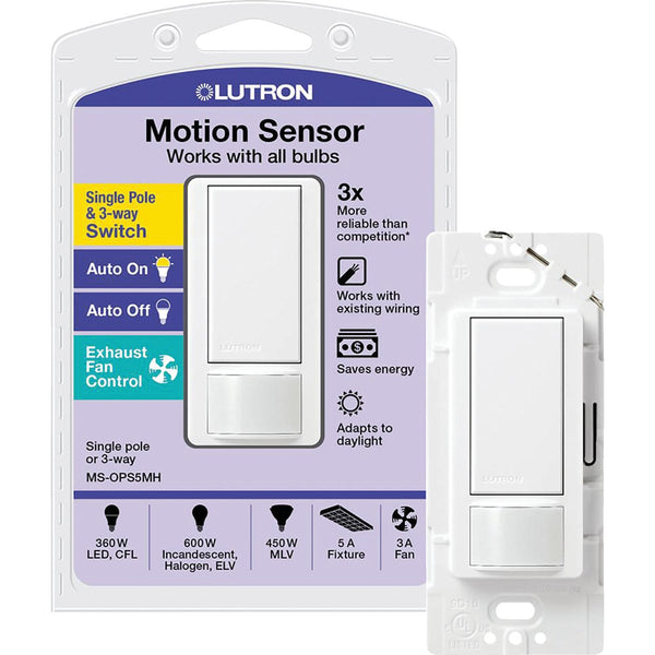 Lutron Maestro White 900 Sq. Ft. Coverage 180 Deg. Detection 3-Way Occupancy Sensor Switch