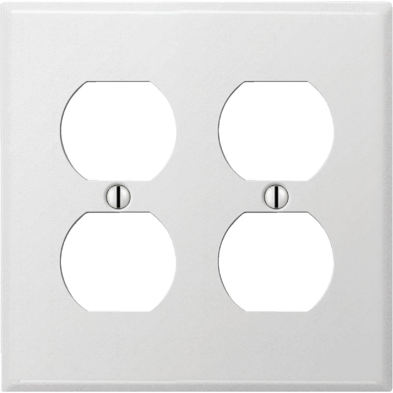 Amerelle PRO 2-Gang Stamped Steel Outlet Wall Plate, Smooth White