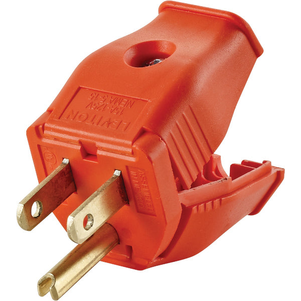 Leviton 15A 125V 3-Wire 2-Pole Clamp Tight Cord Plug, Orange