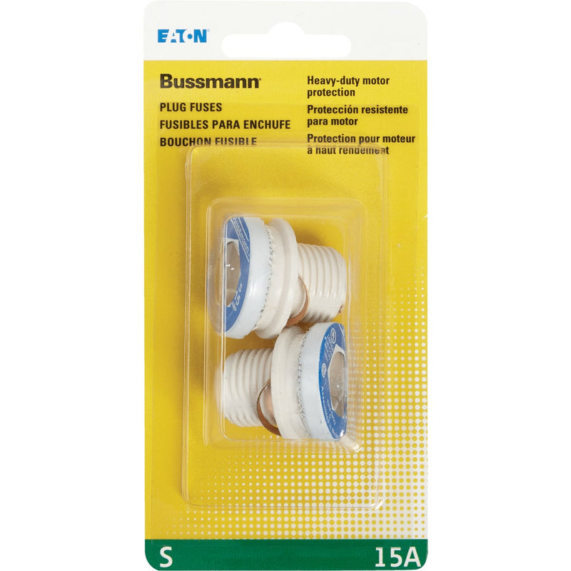 Bussmann 15A S Time-Delay Plug Fuse (2-Pack)