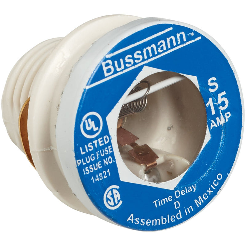 Bussmann 15A S Time-Delay Plug Fuse (2-Pack)