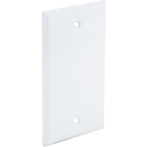 Bell Single Gang Rectangular Die-Cast Metal White Blank Outdoor Box Cover, Carded