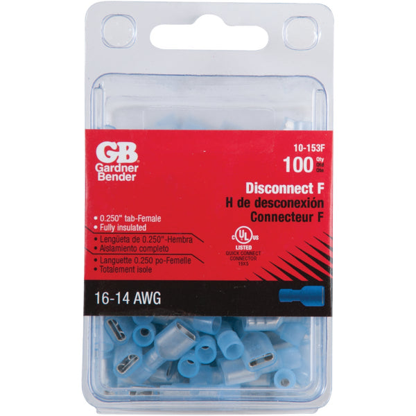 Gardner Bender 16 to 14 AWG Female Blue Fully-Insulated Disconnect (100-Pack)