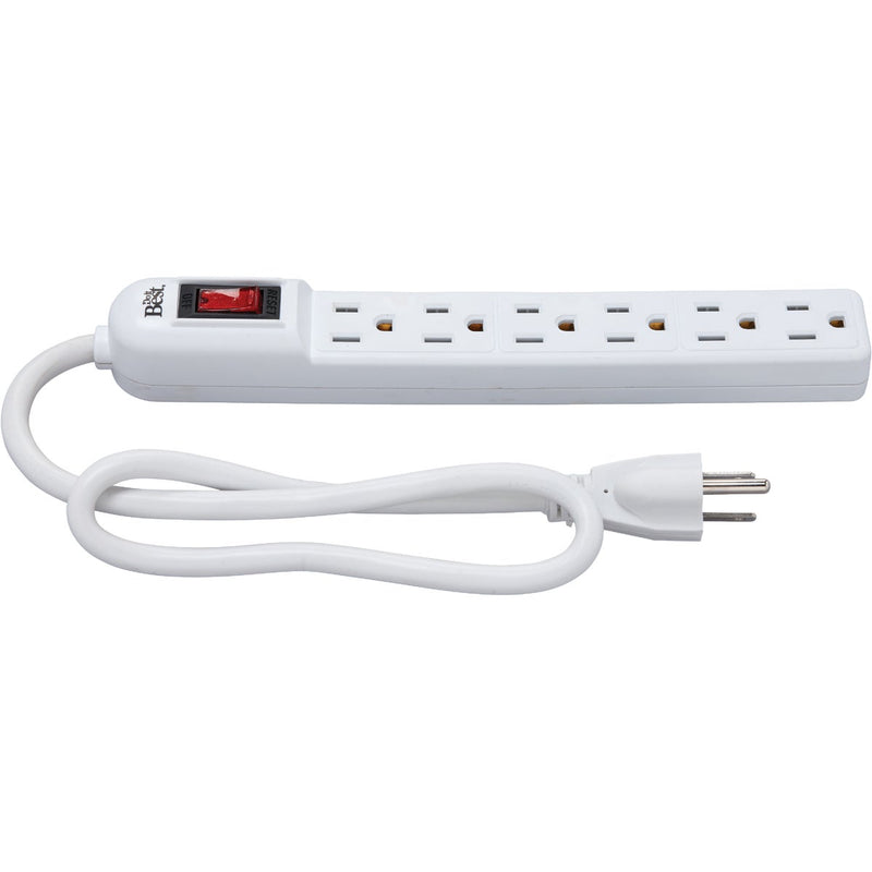 Do it Best 6-Outlet White Power Strip with 2 Ft. Cord