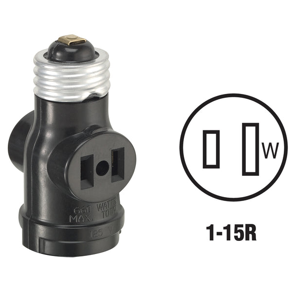 Leviton Black 125V Light Socket Adapter