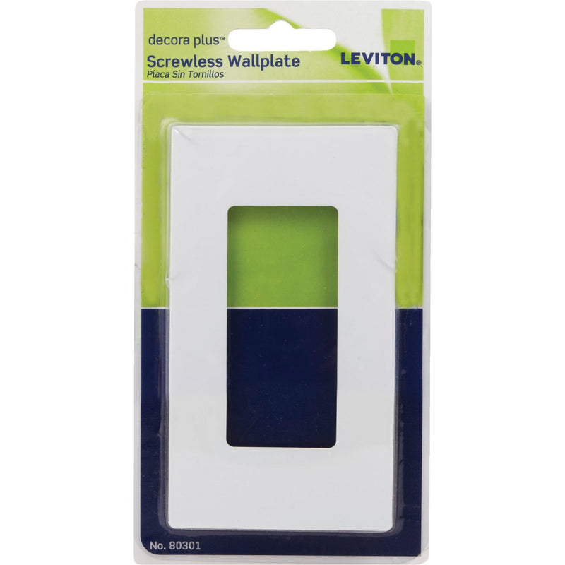 Leviton Decora Plus 1-Gang Poly Carbonate Screwless Decorator Wall Plate, White