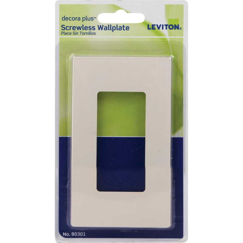 Leviton Decora Plus 1-Gang Poly Carbonate Screwless Decorator Wall Plate, Light Almond