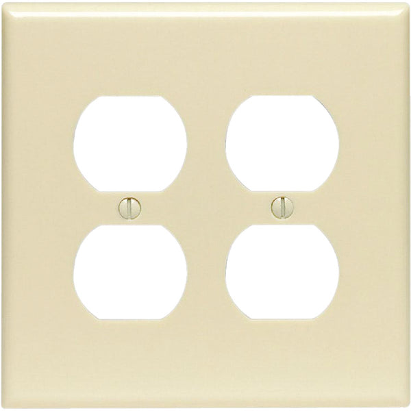 Leviton Mid-Way 2-Gang Smooth Plastic Outlet Wall Plate, Ivory