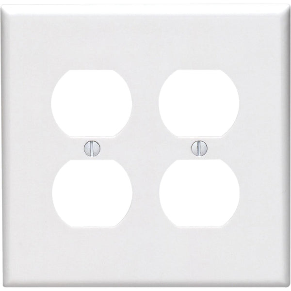 Leviton Mid-Way 2-Gang Smooth Plastic Outlet Wall Plate, White