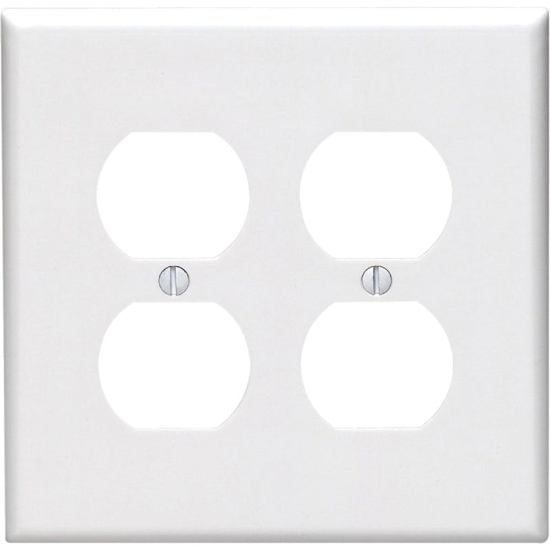 Leviton Mid-Way 2-Gang Smooth Plastic Outlet Wall Plate, White