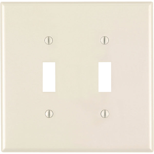 Leviton 2-Gang Plastic Oversized Toggle Switch Wall Plate, Light Almond