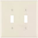 Leviton 2-Gang Plastic Oversized Toggle Switch Wall Plate, Light Almond