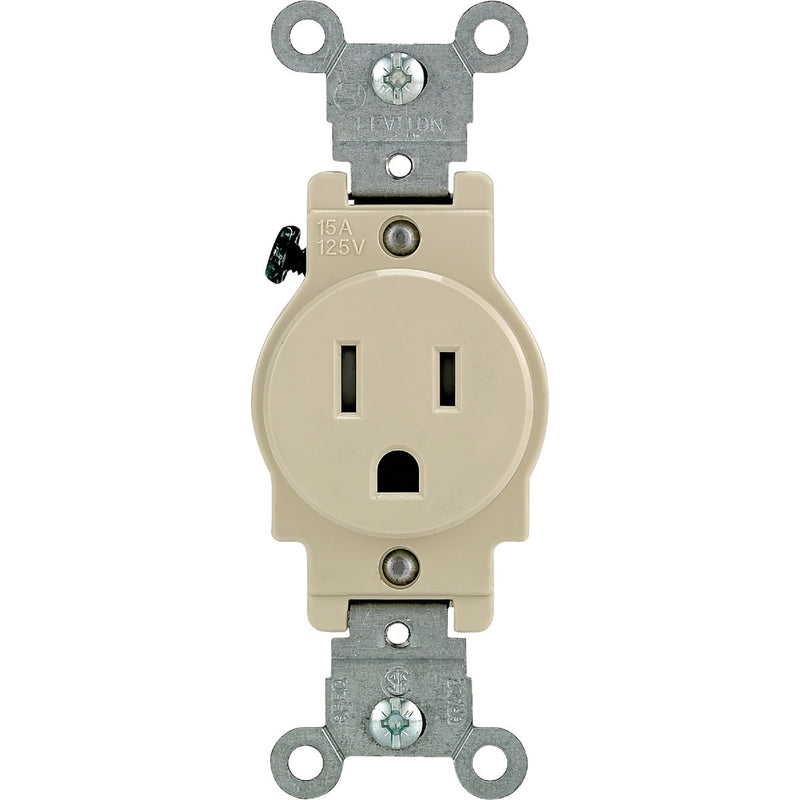 Leviton 15A Ivory Commercial Grade 5-15R Tamper Resistant Single Outlet