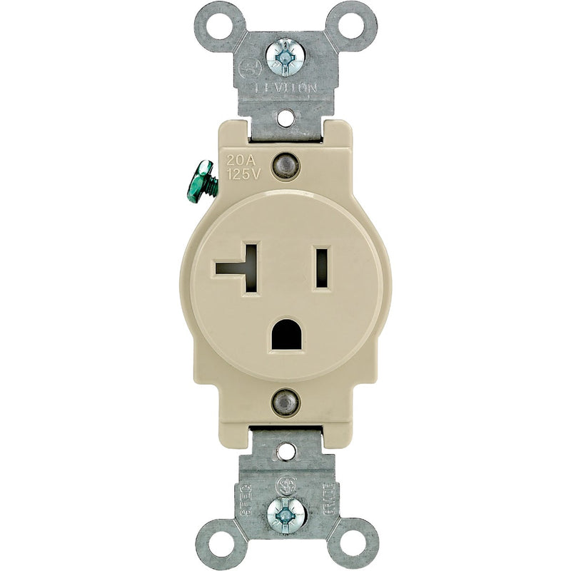 Leviton 20A Ivory Commercial Grade 5-20R Tamper Resistant Single Outlet