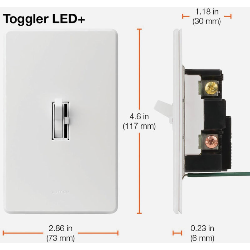 Lutron Toggler Incandescent/Halogen/LED/CFL Light Almond Slide Dimmer Switch