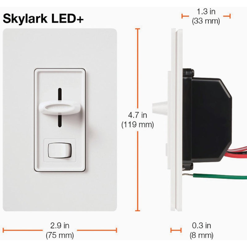 Lutron Skylark Incandescent/Halogen/LED/CFL Light Almond Slide Dimmer Switch