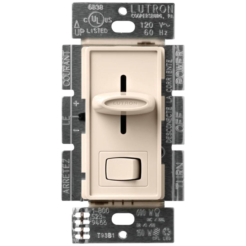 Lutron Skylark Incandescent/Halogen/LED/CFL Light Almond Slide Dimmer Switch