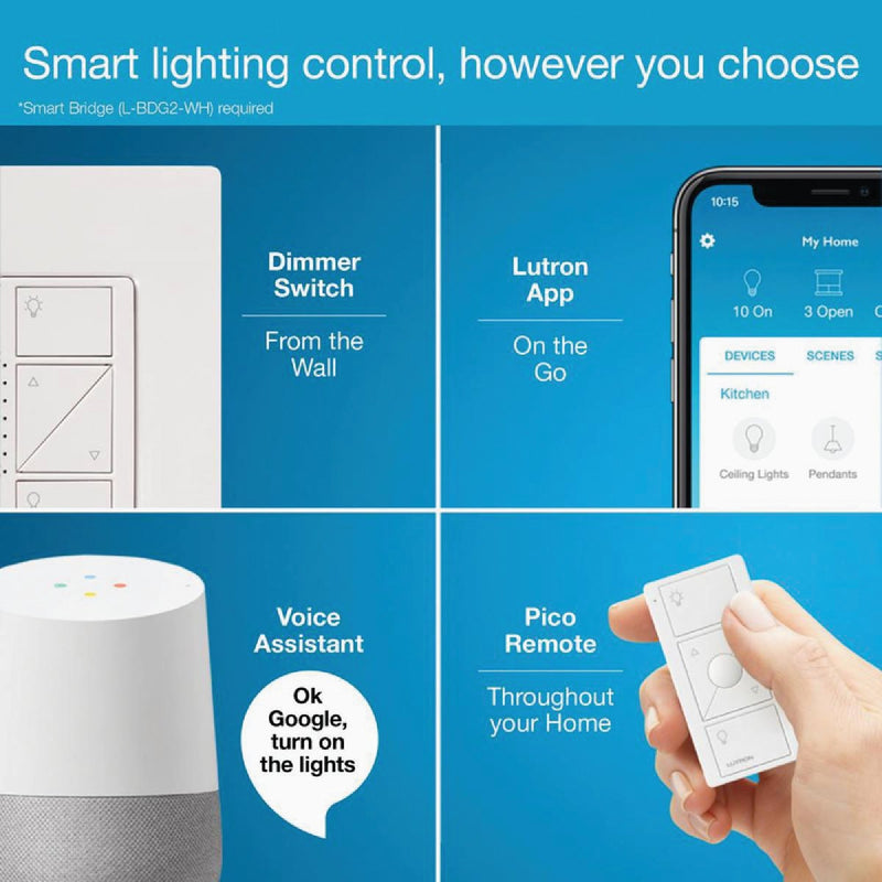 Lutron Caseta White 120V 1.25A Wireless Dimmer