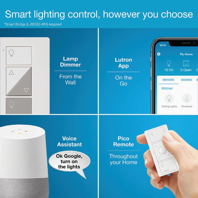 Lutron Caseta White 120V 0.83A Wireless Dimmer