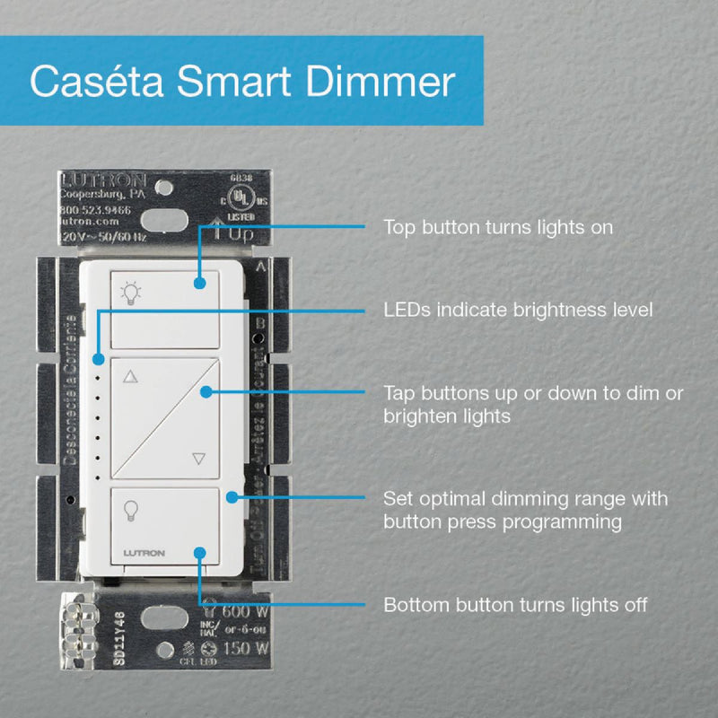 Lutron Caseta White 120V 1.25A Wireless Dimmer