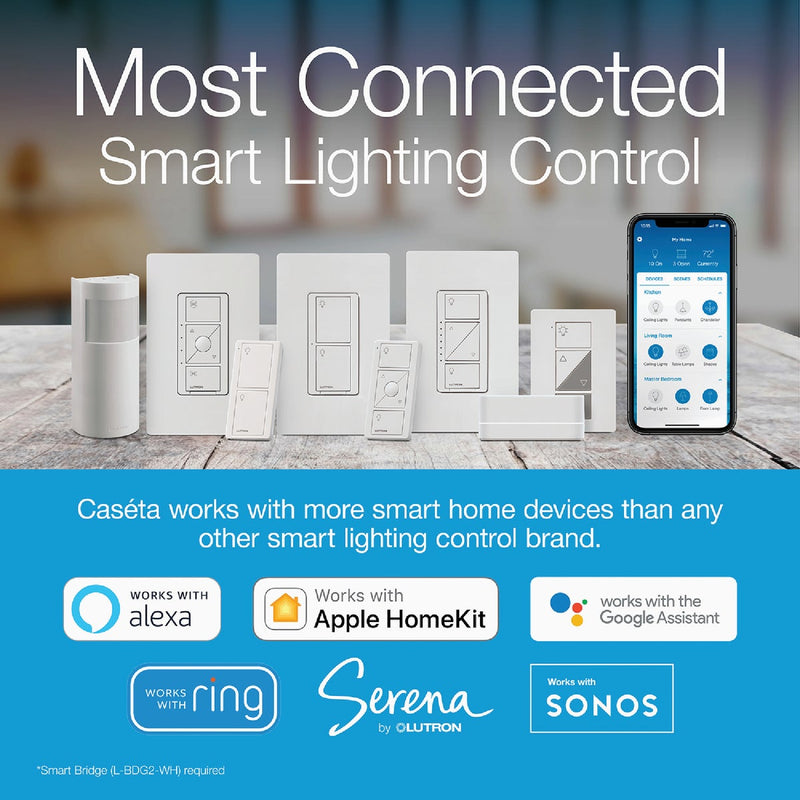 Lutron Caseta White 120V 1.25A Wireless Dimmer