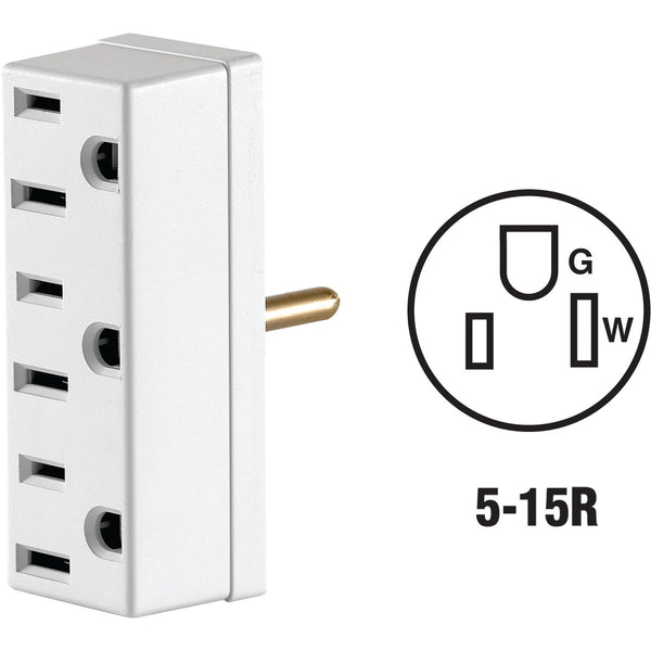 Leviton White 15A 3-Outlet Tap